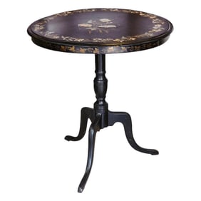 English Papier Mache and Mother of Pearl Inlaid Side Table