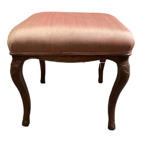 19th Century French Stool in Pink/Red Fabric