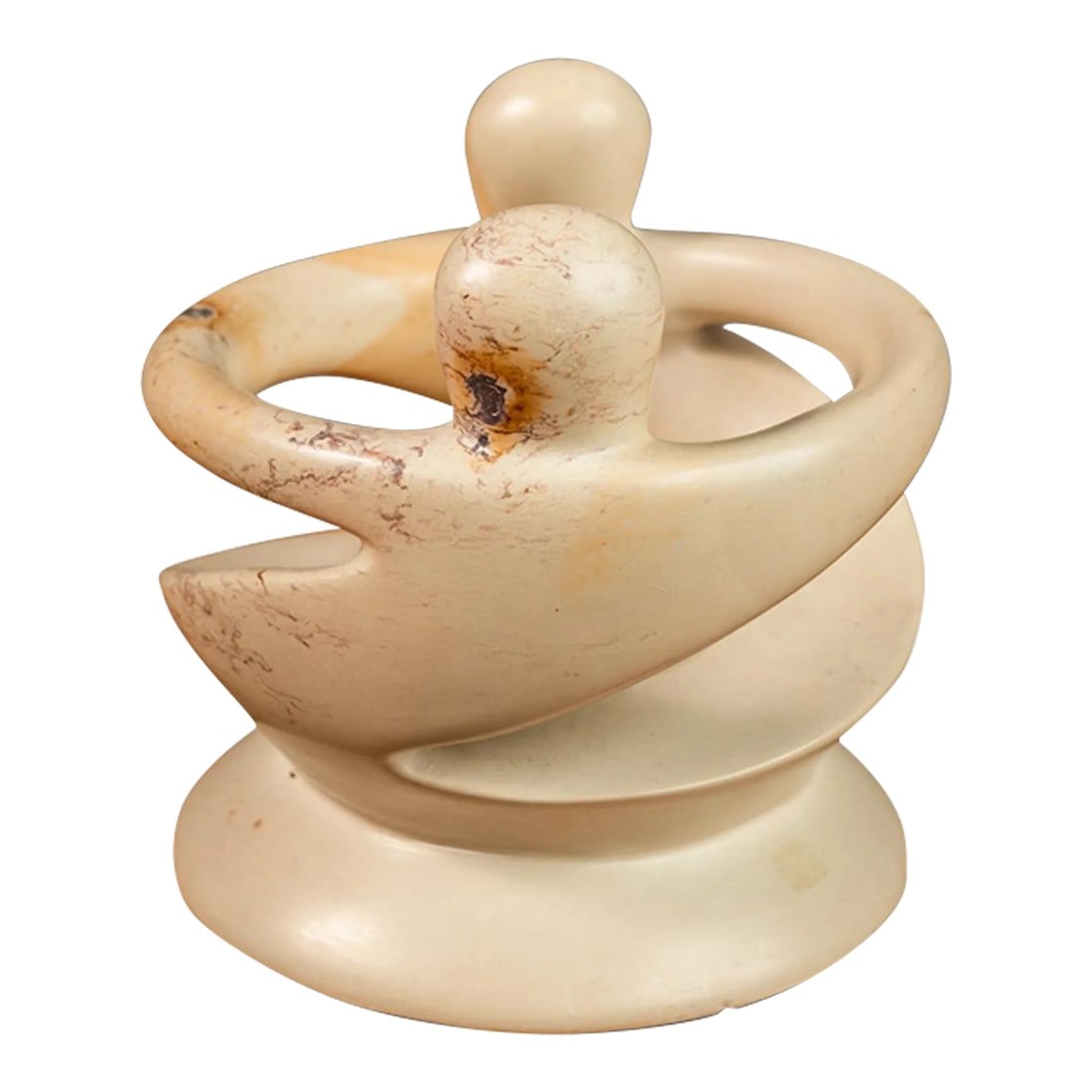 Mid-Century Modern "Lovers Embracing" Marble Stone Sculpture & Tealight Candle Holder, Kenya, C. 198 (1 of 12)