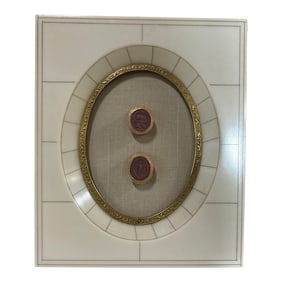 Mid 20th Century Two Italian Intaglios Framed in Vintage Bakelite