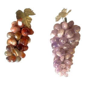 Mid-Century Semi-Precious Stone Grape Clusters - a Pair