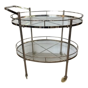 Bar Cart, Chrome & Glass Two Tier Italy