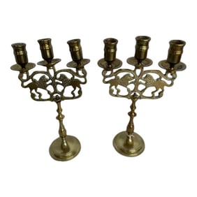 Brass Three Light Candle Holders