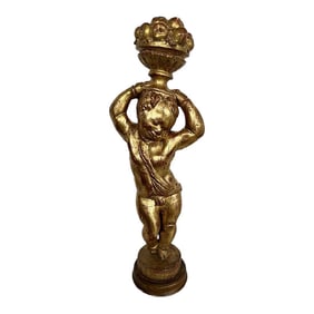 Gold Putti Wood Statue