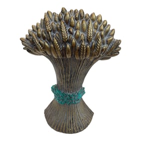 1970s Small Brass Wheat Detailed Sculpture