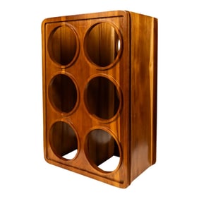 Mid-Century Organic Modern Minimalist "Domino" Wine Rack in Solid Monkey Pod Wood, Usa, Circa 1970s