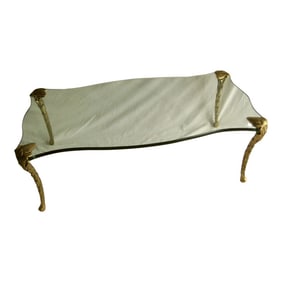 1950s French Hollywood Regency Maison Bagues Style Glass Coffee Table