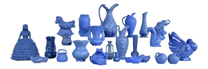24 Piece Collection of Blue Niloak Mid Century Pottery