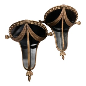 Pair of Italian Carved Wood Wall Shelves, Mid 20th Century