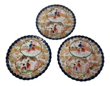 Mid 20th Century Japanese Geisha Girl Plates - Set of 3