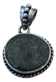 Antique Roman Coin in Sterling Silver Rope Setting