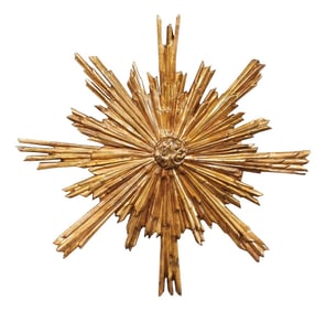 Mid 20th Century Italian Wooden Sunburst with Undulating Rays