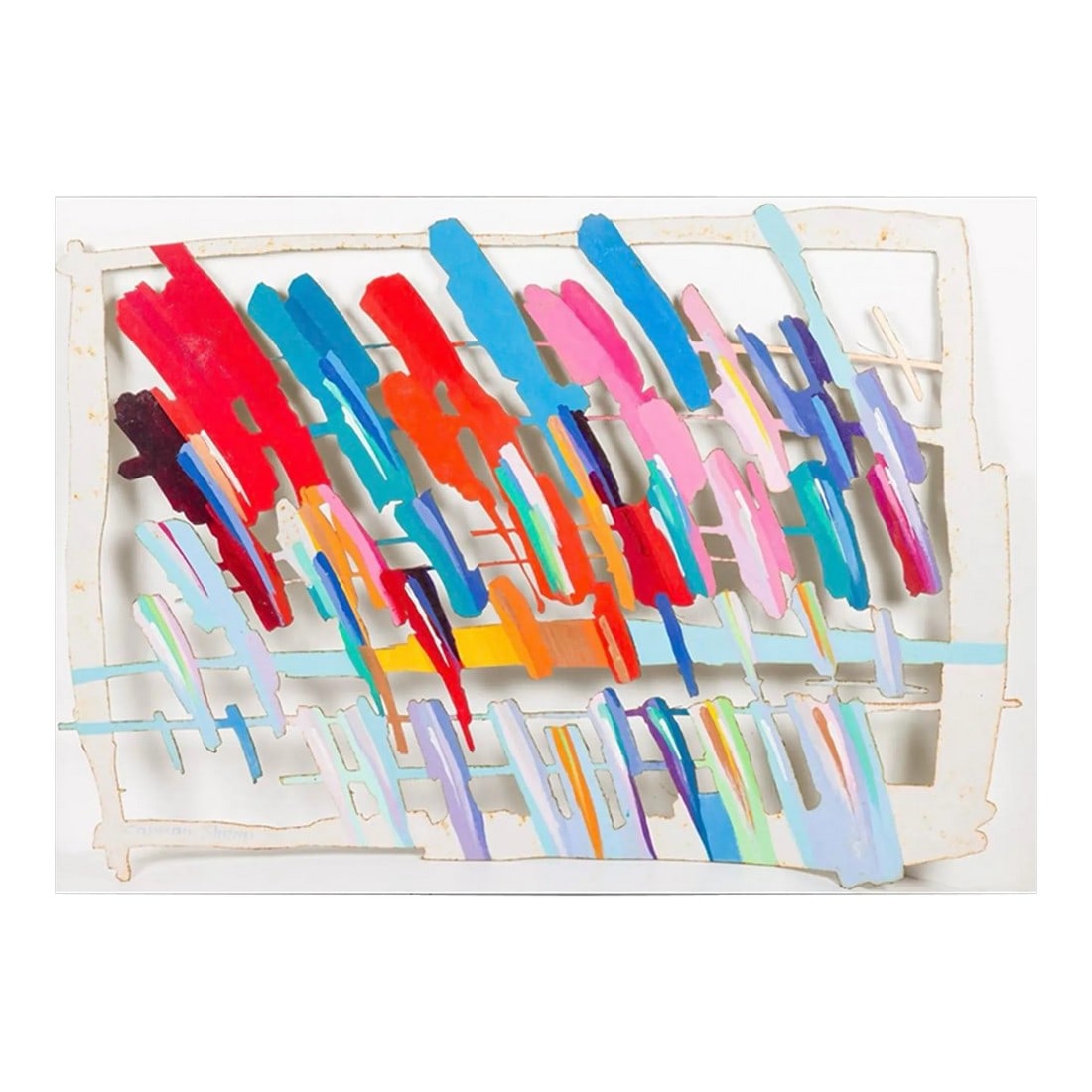 Calman Shemi Listed Artist Postmodern Abstract Metal Wall Sculpture, "musical Notes #9": Calman Shemi (Argentina/Israel, b. 1939), Musical Notes Origin: 9, Painted Steel Wall Piece, 1995, signed and numbered 9/9. Provenance: Purchased from Circle Gallery February 29, 1996. This is such a