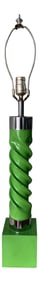 Mid-Century Twisted Green Column Table Lamp
