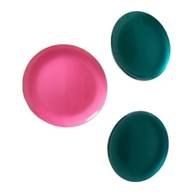 Mid Century Modern Bjorn Engo Turquoise and Pink Plates - Set of 3