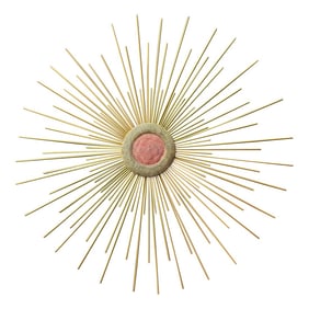 1960s Sunburst Large Gilt Metal Brutalist Wall Sculpture Attr. William & Bruce Friedlep