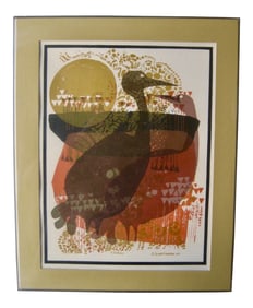 1971 Mid-Century Modern Print From David Weidman Cranes