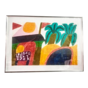 1980s Original Signed Carol Summers "Basholi" Woodcut, Framed