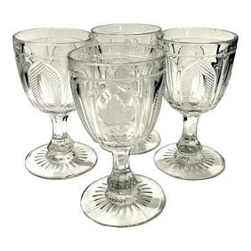 1870's E. A. P. G.. Flint Glass "Grape and Magnet" Water Goblets - Set of 4