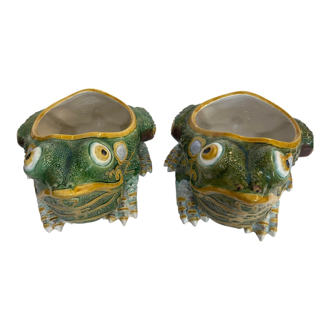 Pair Portuguese Majolica Byzantine Frog, Raphael Bordallo Pinheiro, 1846-1905 (1 of 12)