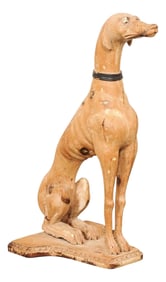 Mid 20th Century Italian Carved-Wood Whippet Dog Statue