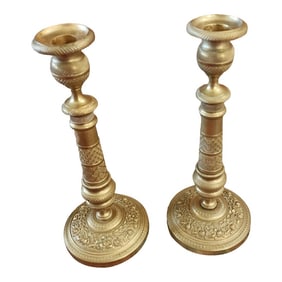 Pair of French Empire Brass Candlesticks