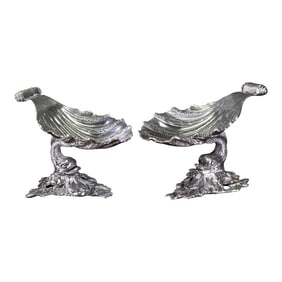 Antique Ornate Sterling Silver Dolphin Salt Dishes by Martin M. Fleisher- a Pair