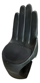 1980s Large Black Plastic Hand Chair With Cushion
