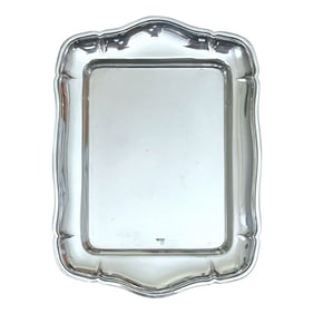 20th Century Silver Tray Rectangular With Scalloped Edge