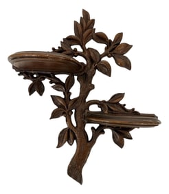 Syroco Wood Victorian Flora Tree Branch Double Wall Shelf