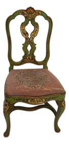 Late 19th Century Green Painted Chair With Needlepoint Seat