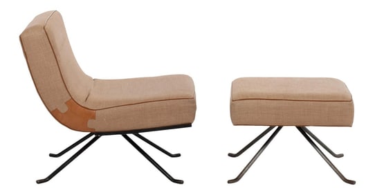 Ligne Roset Style Lounge Chair and Ottoman - 2 Pieces