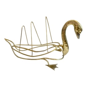 Rare Brass Low Swan Magazine Rack Attributed to Maison Jansen, Paris