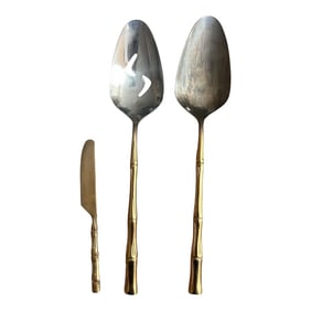 Vintage Gold Wash Flatware Serving Set- 3 Pieces