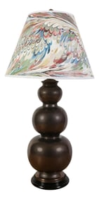 Jean Roger Triple Gourd Iridescent Glazed Table Lamp