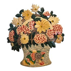 Antique Tole Floral Fire Screen