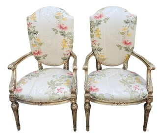 Pair of Silvered Accent Chairs
