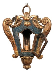 19th Century Italian Hanging Wood-carved Lantern