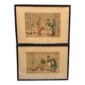Henry Alken (1785-1851), "Cock Fighting" Plates I & Ii, Published 1820