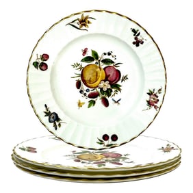 1960's Royal Worcester Bone China Delecta Ribbed Warmstry Salad Plates - Set of Four