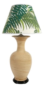 Vintage Cream Pottery Table Lamp, Manner of John Thompson
