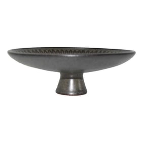 Early 20th Century Clyde Burt Footed Tray Plate in Glazed Multicolored Stonewear