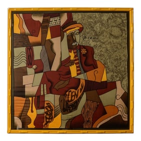 French Framed Pablo Picasso Silk Scarf, 1970s