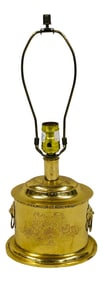 Late 20th Century Brass Table Lamp With Lions Head Knockers