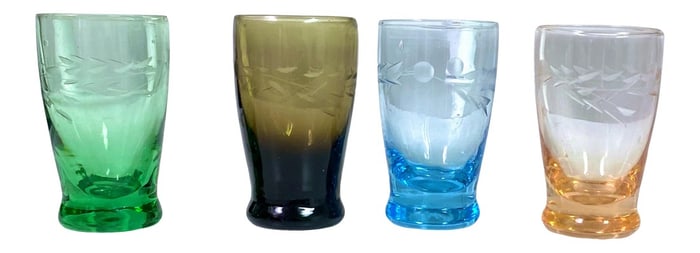 Vintage Bohemian Colorful Cordial Glasses - a Set of 4