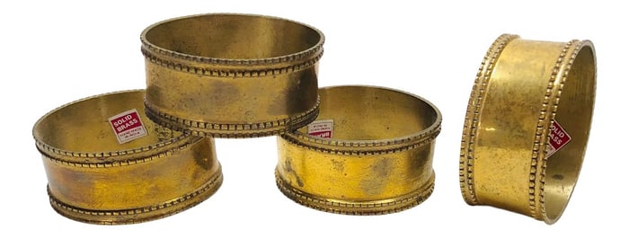 Oval Brass Napkin Rings With Double Beaded Edge - Set of 4