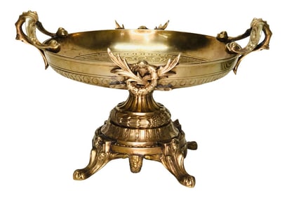 Castilian French Empire Style Brass Pedestal Center Bowl