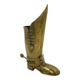 Antique Polished Brass Boot Shaped Umbrella Stand