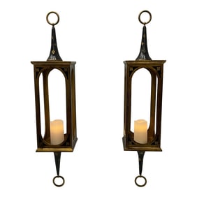 Ebonized & Gilt Venetian Hanging Lanterns -A Pair