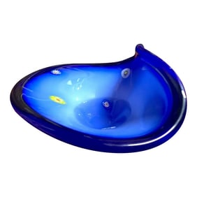 Vintage Fratelli Toso Murano Style Cobalt Blue With Colorful Millefiore Bowl